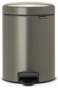 Cos de gunoi cu pedala Brabantia NewIcon 649012, 5 L, Inchidere lina, Baza antiderapanta, Gri