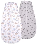 Set 2 saci dormit copii de vara 0-18 luni Kidizi On a Cloud Pastel Galaxy Grey, 80 cm, 0.5 tog