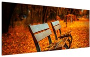 Tablou cu banca toamna (120x50 cm)