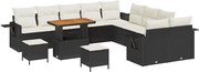 vidaXL Set de canapele pentru grădină 13 pcs Negru poliratan