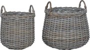 vidaXL Ghiveci coș cu depozitare 2 pcs Gri Ratan Lacak