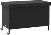 vidaXL Ladă depozitare de grădină cu roți negru,110x55x73 cm poliratan