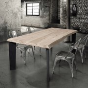 MASA FONTY -  LEMN MASIV PICIOR METALIC - 160 cm / 90 cm / h 77 - LEMN NATUR