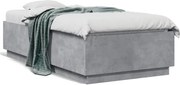 vidaXL Cadru de pat, gri beton, 90x190 cm, lemn prelucrat
