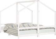 vidaXL Cadru de pat pentru copii, alb, 2x(90x200)cm, lemn masiv de pin