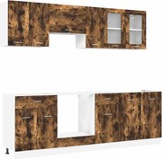vidaXL Set de dulapuri de bucătărie cu sertar Lyon 8 pcs Stejar afumat