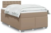vidaXL Pat box spring cu saltea, cappuccino, 120x190cm piele ecologică