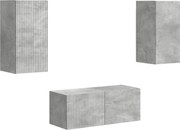 vidaXL Set comodă TV Pe perete 6 pcs Gri din beton Lemn compozit