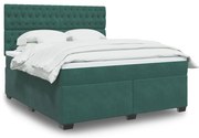 vidaXL Pat box spring cu saltea, verde închis, 180x200 cm, catifea