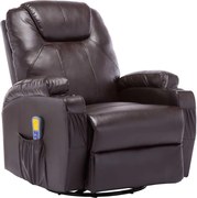 vidaXL Fotoliu de masaj balansoar, maro, piele ecologică