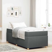 vidaXL Cadru de pat cu saltea Gri închis 90 x 190 cm țesătură