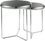 Set 2 masute cafea SCARLET II, negru/argintiu, sticla securizata/metal
