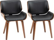 HOMCOM Set de 2 Scaune de Sufragerie Stil Vintage Îmbunătățite în Lemn și Piele Sintetică PU, Negru și Lemn | Aosom Romania