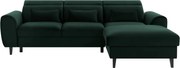 Colțar verde închis extensibil/cu spațiu de depozitare cu tapițerie din catifea (cu colț pe partea dreaptă/cu șezlong) Foble – ELTAP