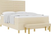 vidaXL Pat cu arcuri cu saltea cu headboard Crem 140 x 190 cm țesătură
