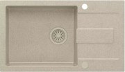 Chiuveta compozit incastrata Quadron Pop Christian 136 XL bej nisip 78x45 cm