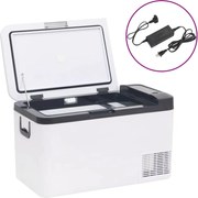 vidaXL Cutie frigorifică cu mâner și adaptor negru&alb 25 L PP și PE