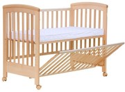 Patut co-sleeping 120x60 cu laterala culisanta total si roti Treppy Dreamy Plus, integral din lemn masiv fag, reglabil pe 5 nivele, include sistem de ancorare, certificat TUV, EN716-1, EN716-2, culoare natur + saltea cocos lux 9 cm
