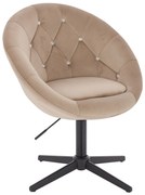 HR8516CCROSS Scaun Latte din Catifea cu Bază Neagră