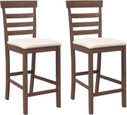 vidaXL Scaune de bar cu perne 2 buc din cauciuc din lemn masiv maro