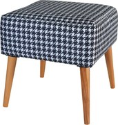 Taburet patrat imprimeu pepit Valencia Homs, 42 x 45 x 42 cm alb-negru