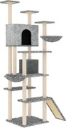 vidaXL Ansamblu pisici, stâlpi din funie sisal, gri deschis, 191 cm
