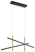 Lampă suspendată de design X neagră cu auriu, incl. LED cu 3 trepte de intensitate luminoasă - Joy