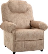HOMCOM Fotoliu cu Înclinare Manuală Tapițat cu Suport Retractabil pentru Picioare și Buzunare Laterale, 88x91x108 cm, Bej | Aosom Romania