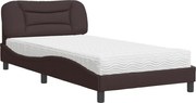vidaXL Pat cu saltea, Hvar, maro închis, 100x200 cm, textil
