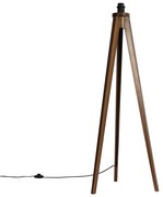 Lampa de podea rural trepied lemn de nuc - Tripod Classic