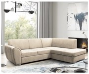 Colțar extensibil în formă de L cu spațiu de depozitare, SERPA, pe partea dreaptă, bej