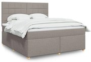 vidaXL Pat continental cu saltea, gri taupe, 180x200 cm, textil