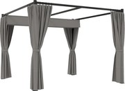 Outsunny Pergolă Retractabilă 3x3 m, Foișor de Grădină cu Perdele, pentru Grătar, Terasă, Deck, Bej | Aosom Romania