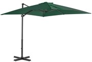 vidaXL Umbrelă în consolă cu stâlp din aluminiu, verde, 250x250 cm