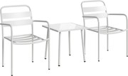 Outsunny Set Bistrò 3 Piese din Oțel Galvanizat, Set de Grădină cu 2 Scaune și Masă din Sticlă Temperată, Mobilier Exterior pentru Terasă, Balcon, Alb | Aosom Romania