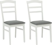 vidaXL Scaun de sufragerie 2 pcs Alb și gri Lemn Solid de Cauciuc