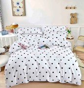 Lenjerie de Pat cu Elastic, Bumbac Tip Finet, 6 Piese, Pat 2 Persoane, Black Spots