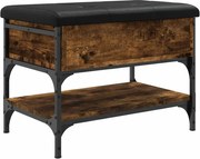 vidaXL Bancă de pantofi, stejar fumuriu, 62x42x45 cm, lemn prelucrat