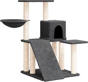 vidaXL Ansamblu pisici cu stâlpi din funie sisal, gri închis, 82 cm