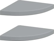 vidaXL Rafturi colț de perete, 2 buc., gri, 35x35x3,8 cm, MDF