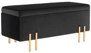 HOMCOM Băncuță, Polsterbank cu spațiu de depozitare, Metal, Lemn de Cauțiuc, Spumă, 100 x 40 x 42 cm, Negru | Aosom Romania