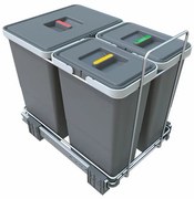 Coș încorporat pentru deșeuri sortate cu cadru 18 + 8 + 8 l, gri