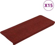 vidaXL Covorașe scări autoadezive, 15 buc., roșu, 65x24,5x3,5 cm