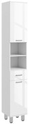 kleankin Mobilier pentru Baie cu 1 Sertar 3 Rafturi Ajustabile și 2 Dulapuri, 30x30x180 cm, Alb Lucios | Aosom Romania