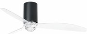 Lustra cu Ventilator si telecomanda MINI TUBE M LED negru mat/transparent
