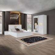 Set Mobila De Dormitor Versus Alb, pat 160x200cm,  dulap 150x208cm, noptiere
