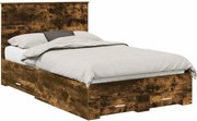 vidaXL Cadru de pat Stejar fumuriu 120 x 200 cm Lemn compozit