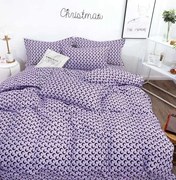 Lenjerie Pat Dublu, 4 Piese, Bumbac Satinat Superior - Mov