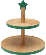 Etajeră din bambus pentru dulciuri, 2 etaje, verde