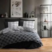 Lenjerie de pat Cotton Box 129CTN2580, 100% bumbac, 3 piese, Cearsaf pat 160x220 cm, Cearsaf plapuma 160x240 cm, Fata de perna 50x70 cm, Negru/Gri